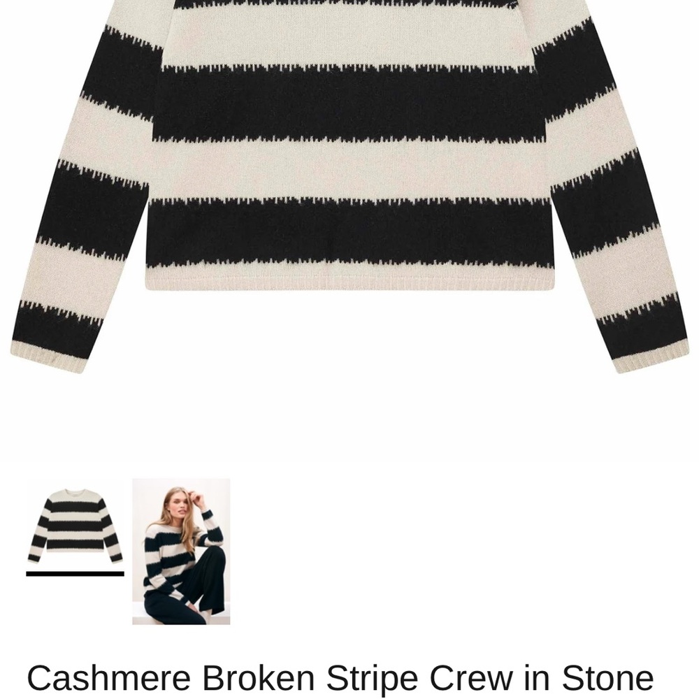 Jumper 1234 Black and Cream Striped Cashmere  Sweater - Picture 2 of 2